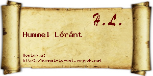 Hummel Lóránt névjegykártya